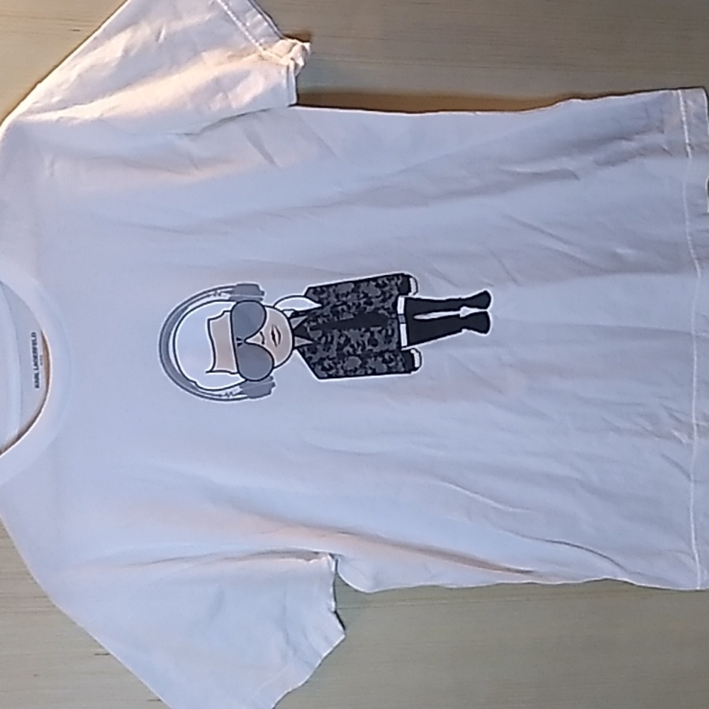 Karl Lagerfeld White Large t-shirt w Man logo 80% polyester 20% cotton